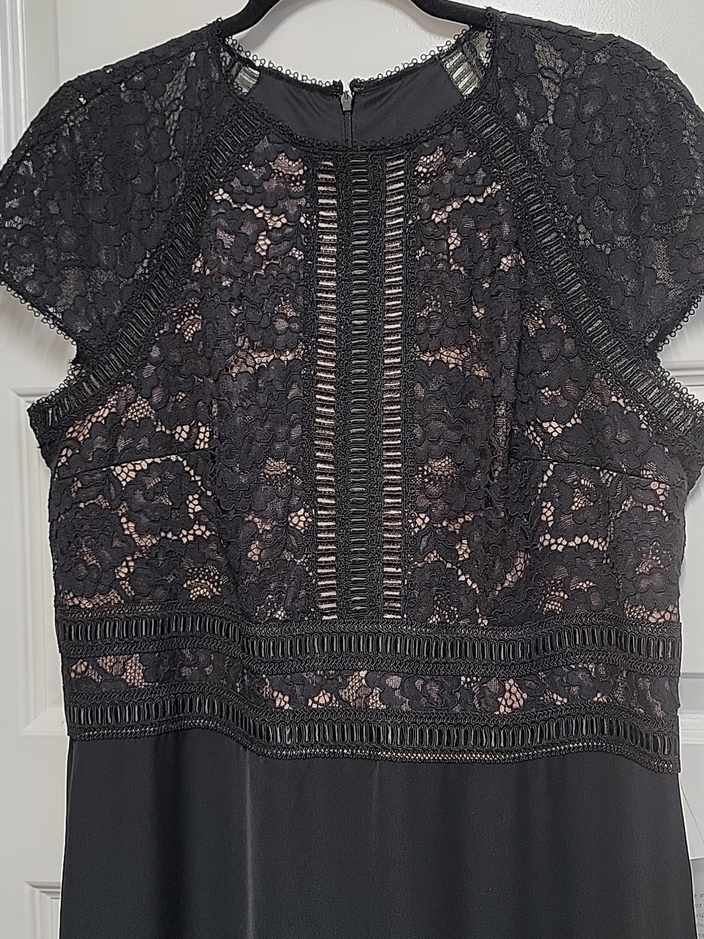 TADASHI SHOJI NWT LACE & CREPE A-LINE GOWN BLACK/NUDE SZ 16 $358 Retail - Picture 9 of 16